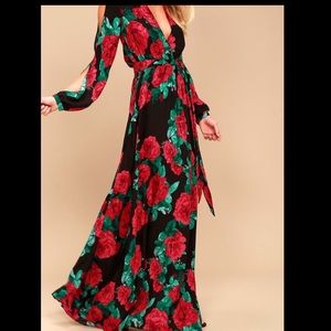 Lulus Black and red floral dress